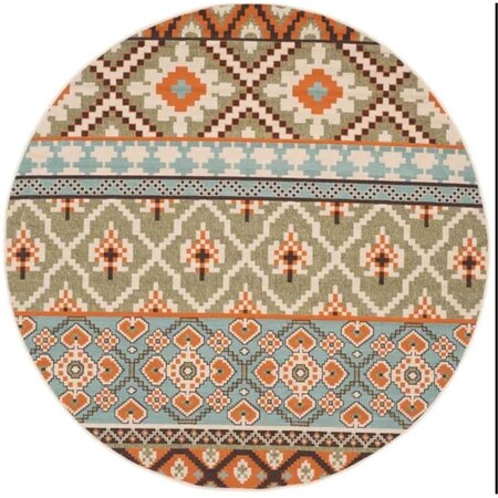 Safavieh 8 x 8 ft. Veranda Round Area Rug; Green & Terracotta VER097-0745-8R